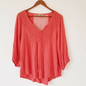 One World Tops Tunic ¾ Sleeve, color Fuchsia - Size: M